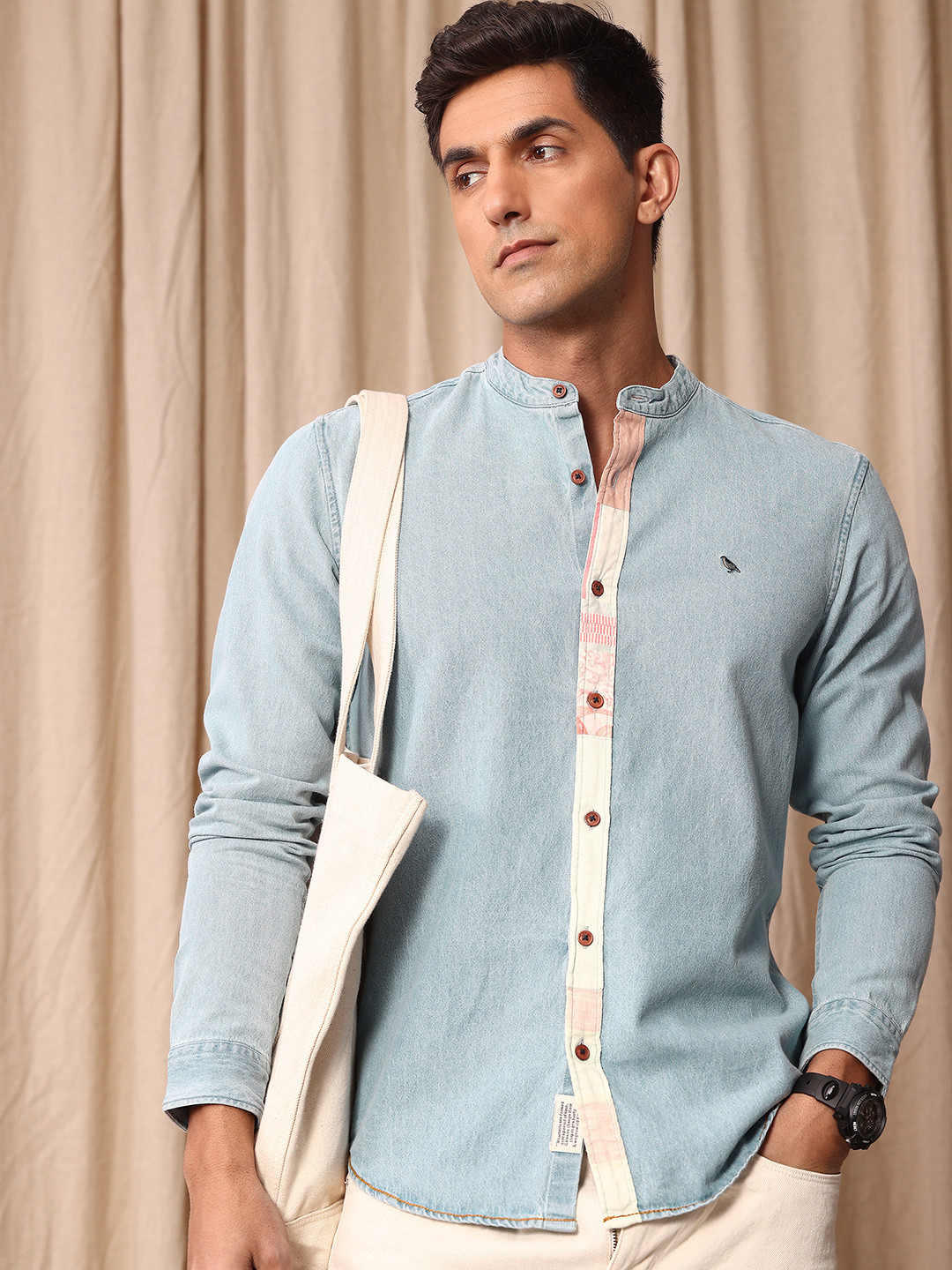 Mr Bowerbird Pure Cotton Tailored Fit Denim Casual Shirt