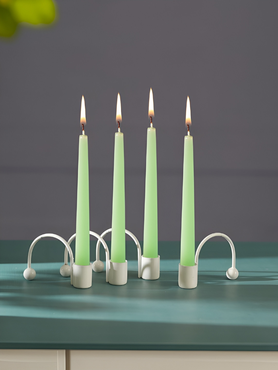 Homspurts White 4 Pieces Tea Ligh Candle Holders