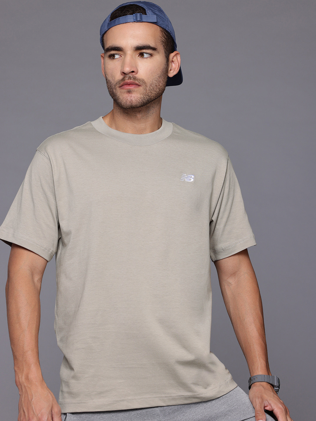 New Balance Pure Cotton Sports Relaxed Fit T-shirt with Embroidered Detail