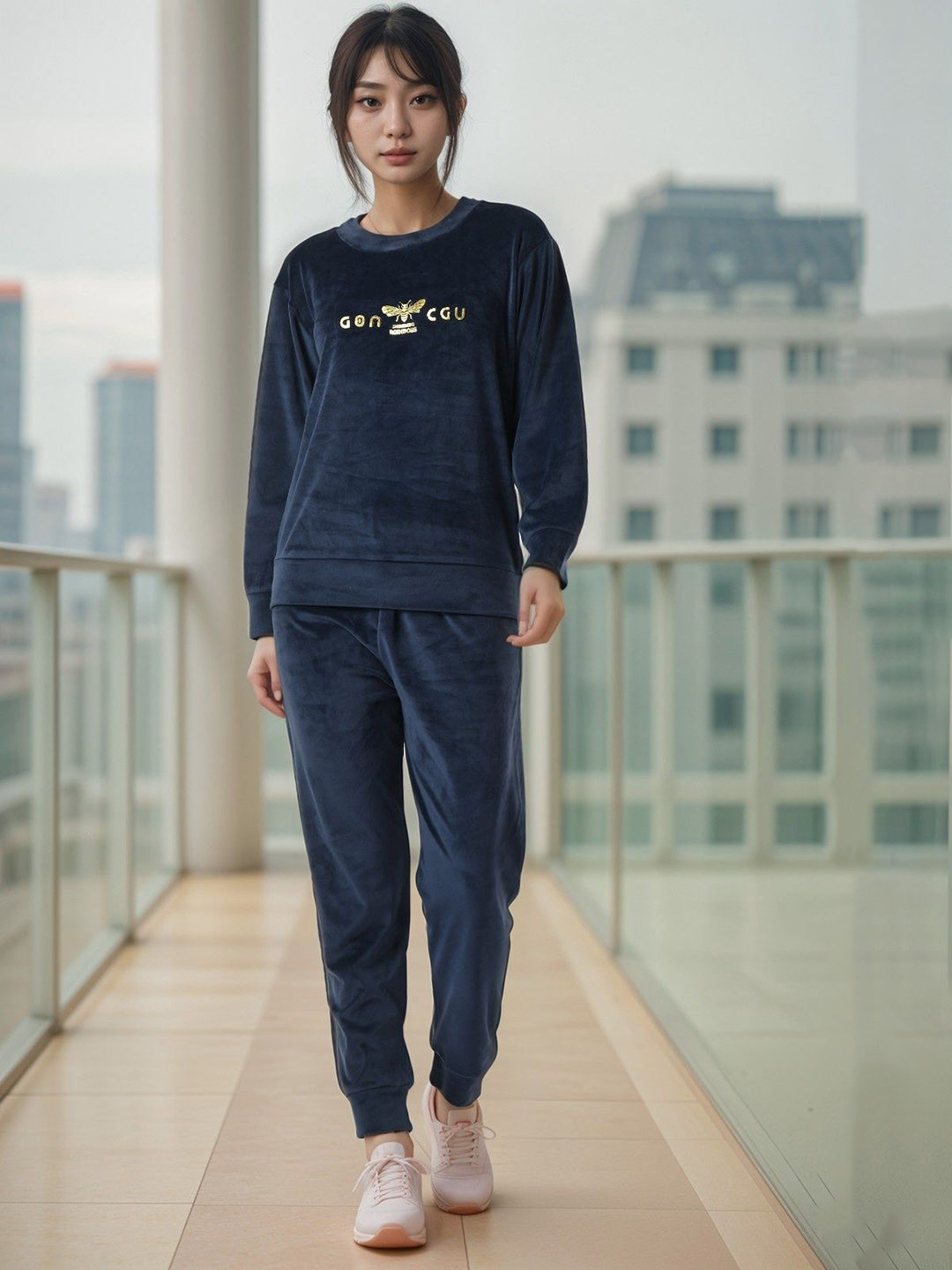 NEYSA Printed Round Neck Sweater With Joggers