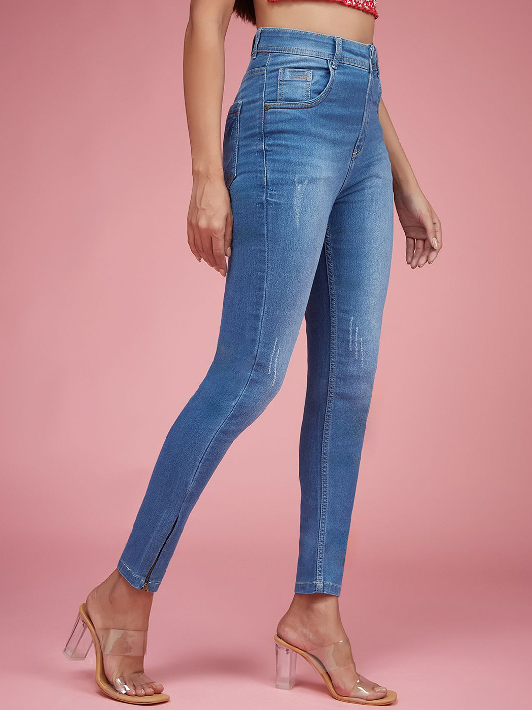 Miss Chase Women Skinny Fit High-Rise Light Fade Stretchable Jeans