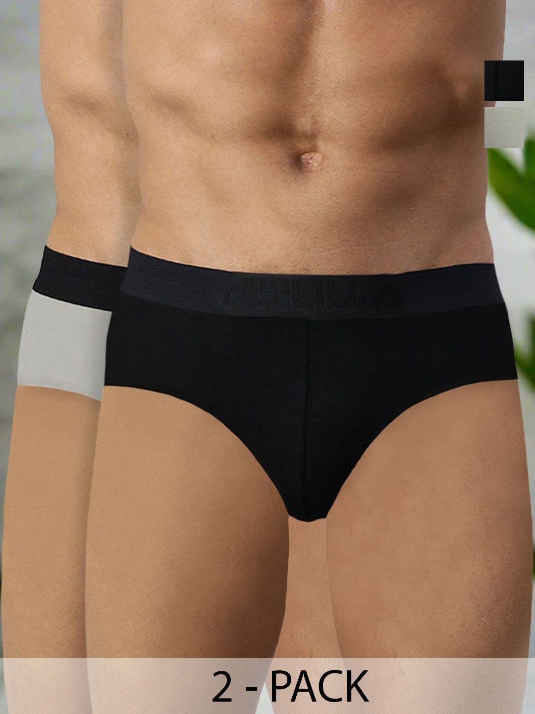 Heelium Men Pack Of 2 Bamboo Super Soft & Odour Free Comfort Fit Brief P2-BRIEF-BLKLG-S