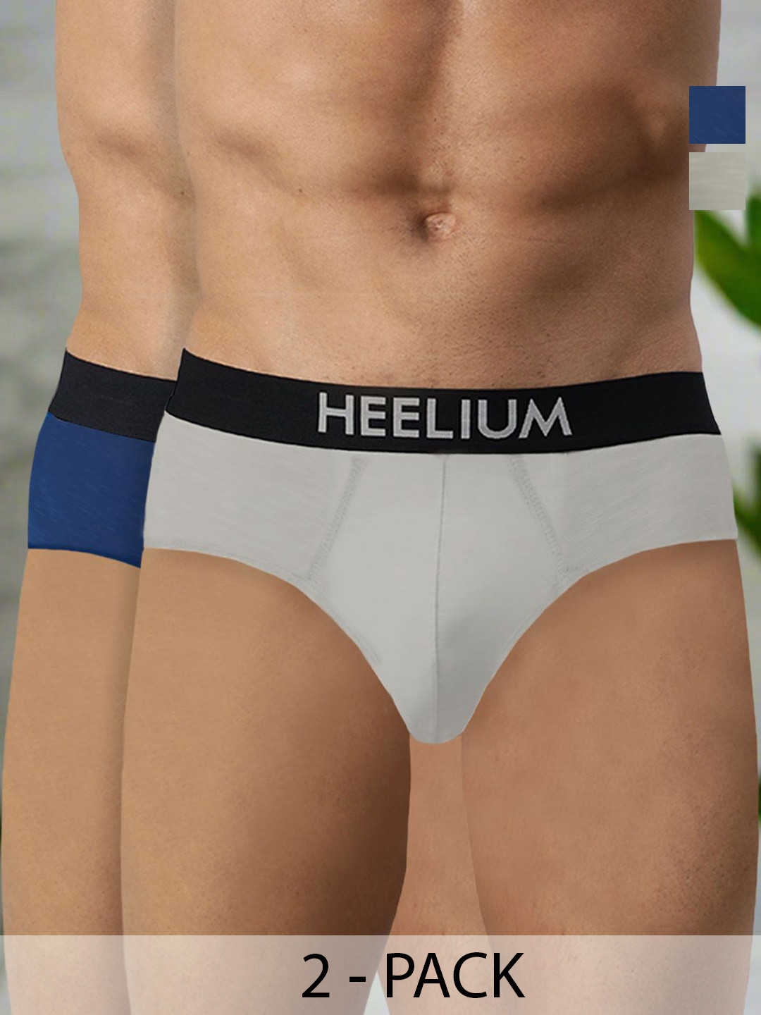 HEELIUM Men Bamboo Super Soft & Odour Free Comfort Fit Brief P2-BRIEF-NBLG-S-Pack of 2