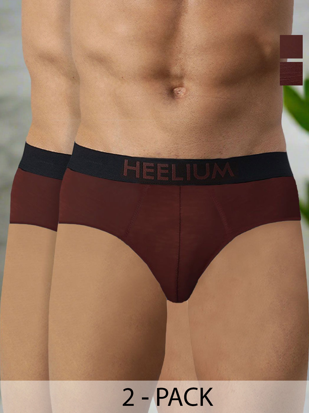 Heelium Men Pack Of 2  Bamboo Super Soft & Odour Free Comfort Fit Brief P2-BRIEF-RED-S