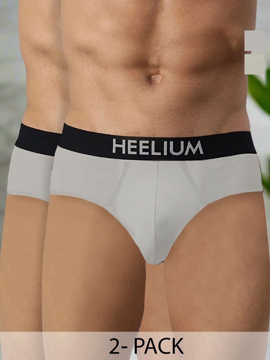 Heelium Men Pack Of 2  Bamboo Super Soft & Odour Free Comfort Fit Brief P2-BRIEF-LG-S