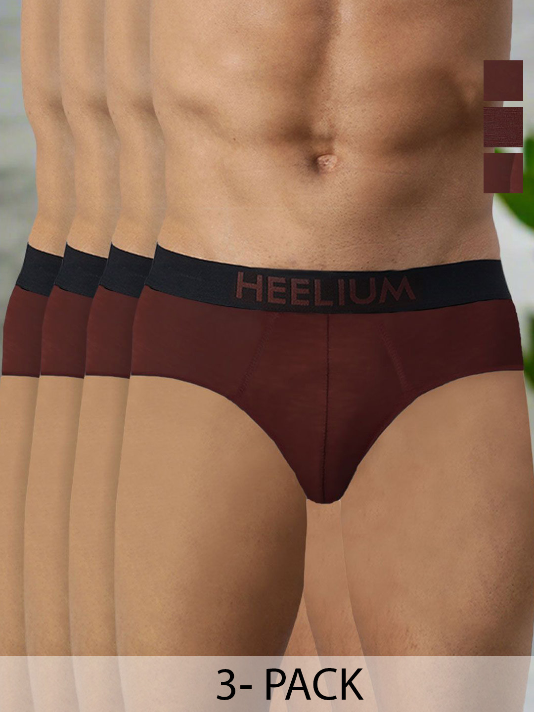 HEELIUM Men Pack Of 4 Bamboo Super Soft & Odour Free Brief P4-BRIEF-RED-S-Pack of 4