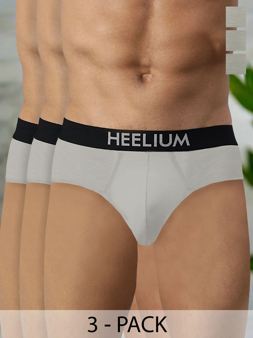 HEELIUM Men Pack Of 3 Bamboo Super Soft & Odour Free Comfort Fit Brief P3-BRIEF-LG-S
