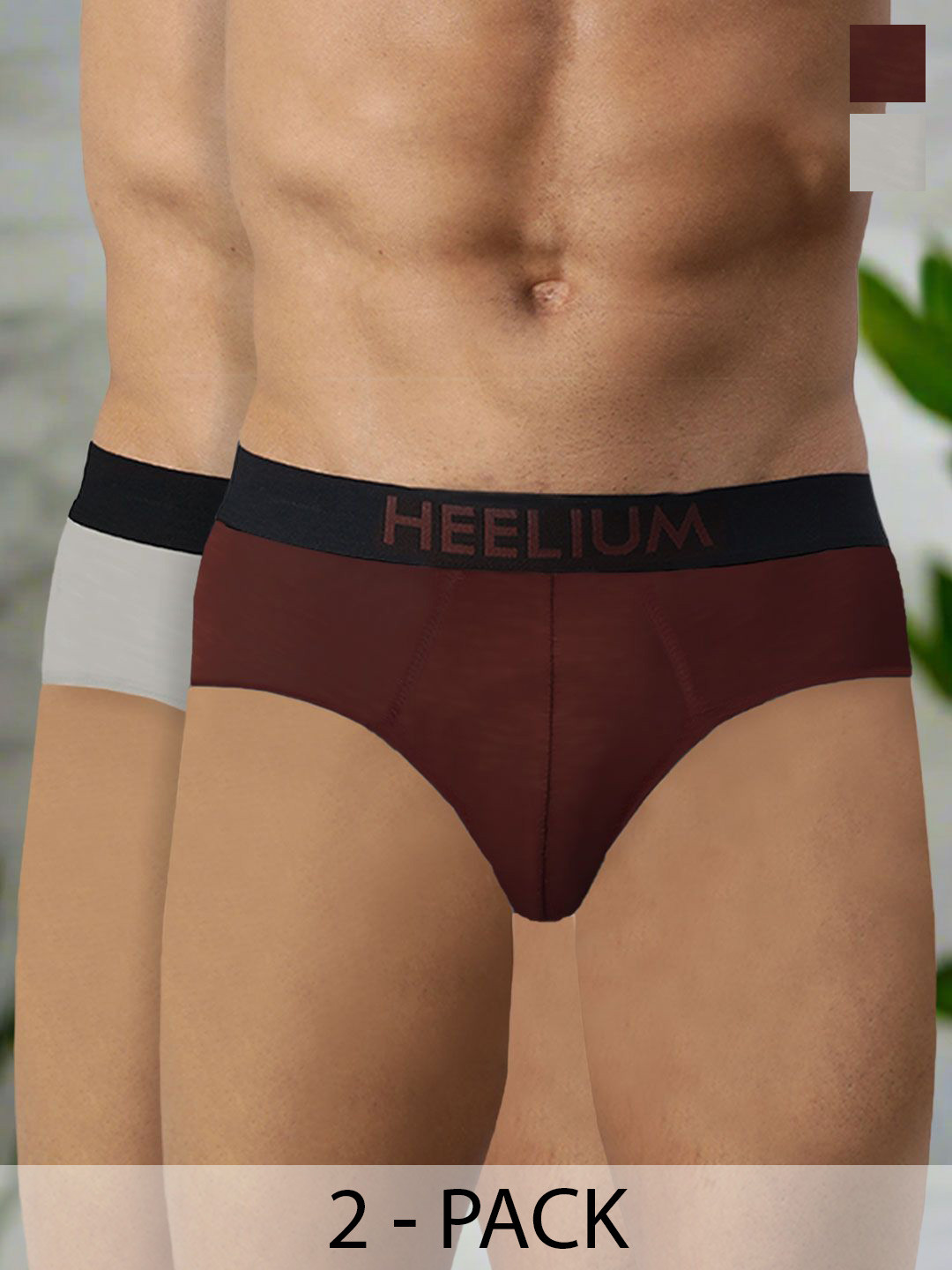 HEELIUM Men Pack Of 2 Super Soft & Odour Comfort Fit Brief P2-BRIEF-REDLG-S