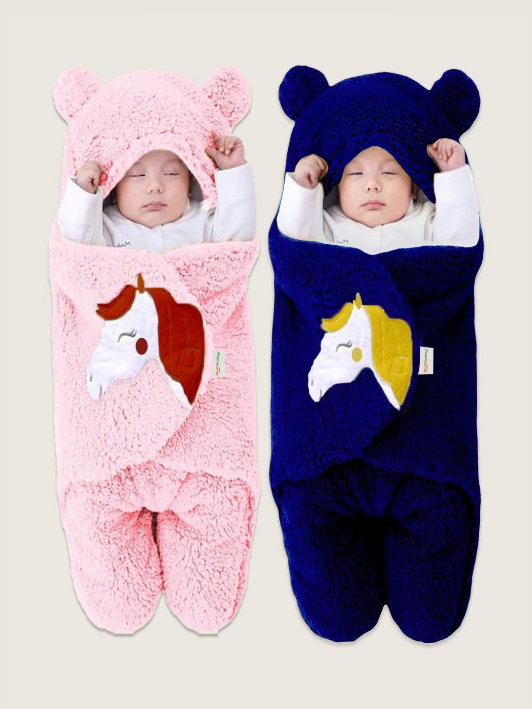 OyO Baby Infants Kids Pink 2 Pieces Fleece Unicorn 553 GSM AC Room Baby Blankets