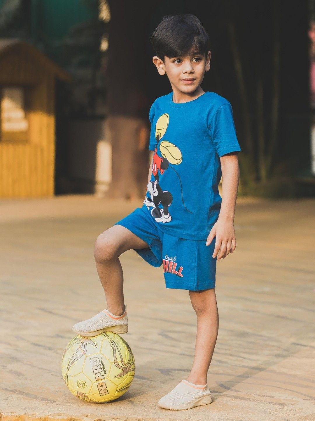 Nap Chief Infants Unisex Chill Mickey Mouse Printed Relaxed Fit T-shirt with Shorts