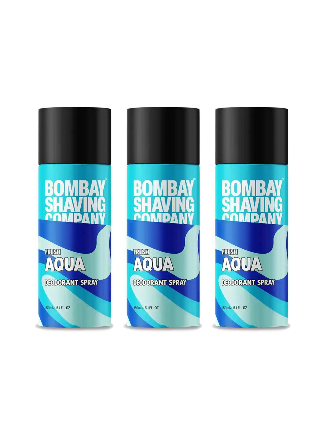 Bombay Shaving Company Men Set of 3 Fresh Aqua Long Lasting Deodorant Spray - 150 ml each