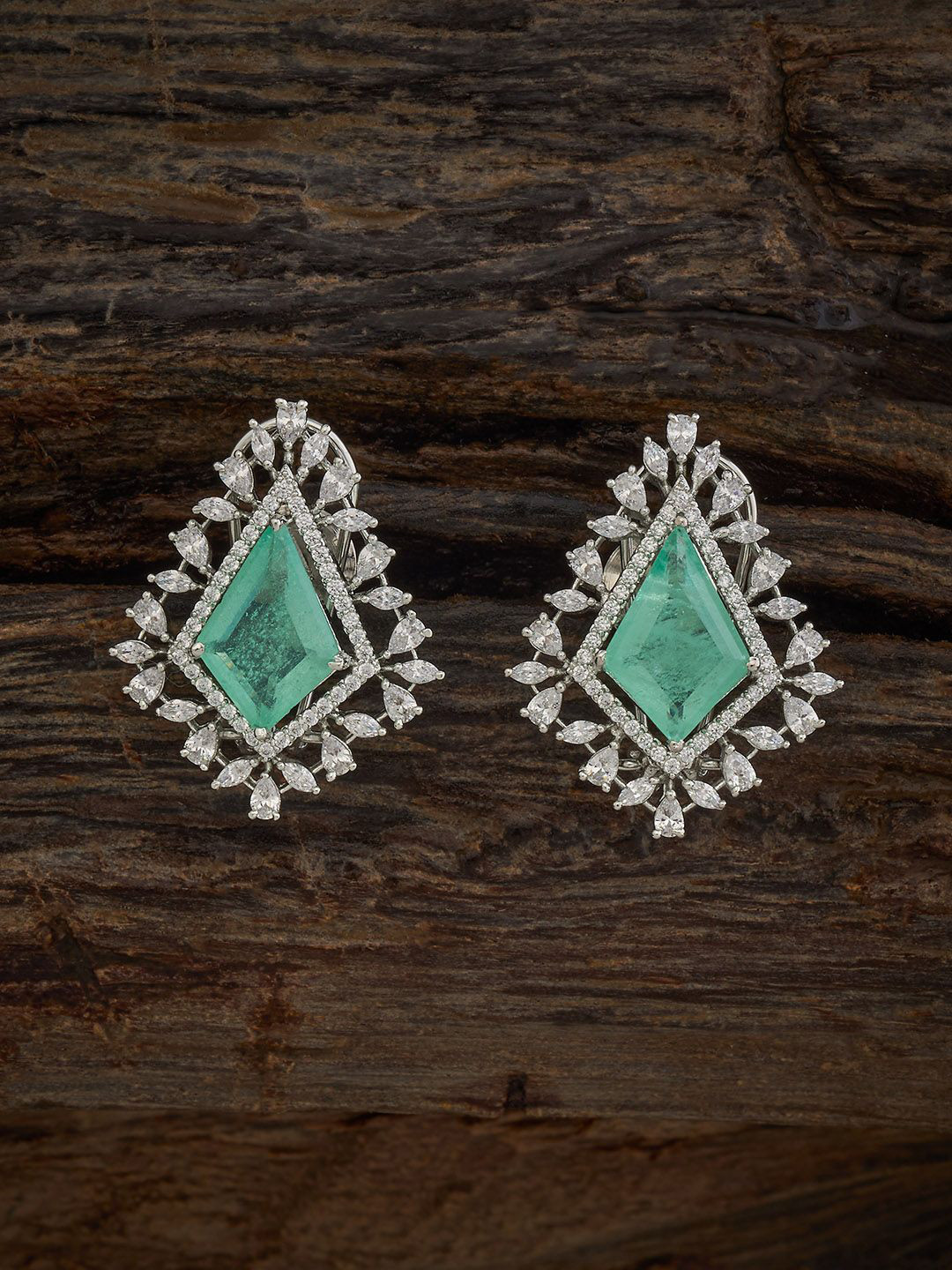 Kushal's Fashion Jewellery Victorian-Plated Zircon Embellished Bridal Tear  Earrings