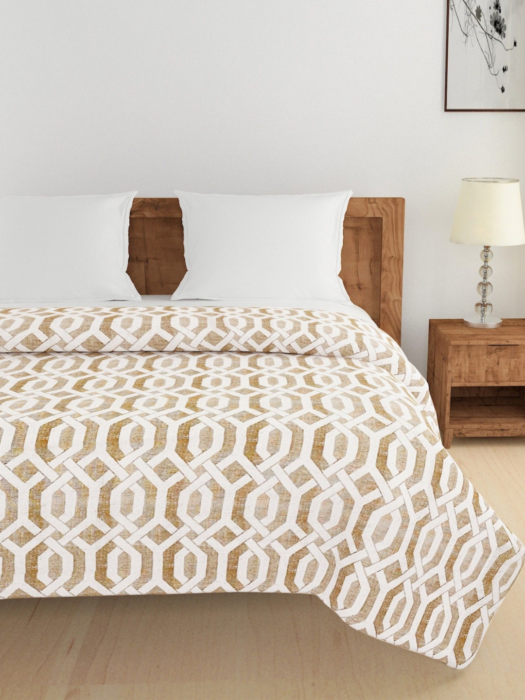 SWAYAM Sparkle Brown Floral Printed Pure Cotton AC Room 150 GSM Double Bed Comforter