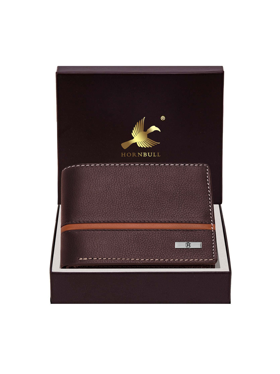 Hornbull Denial Brown RFID Protected Genuine Leather Two Fold Wallet