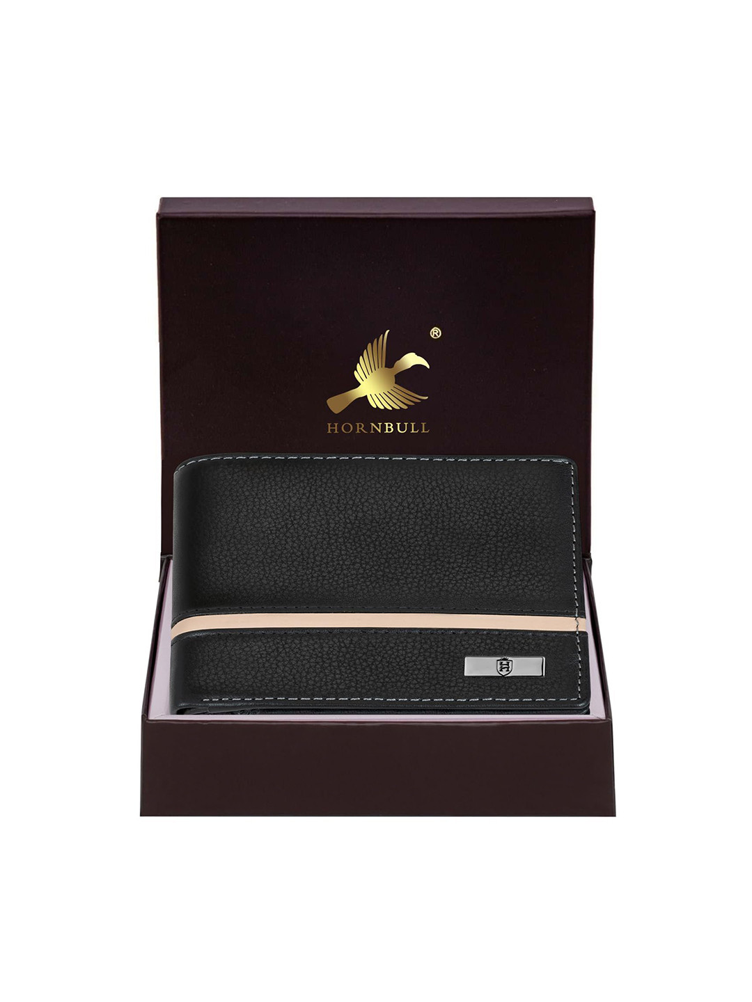 Hornbull Denial Black RFID Protected Genuine Leather Two Fold Wallet