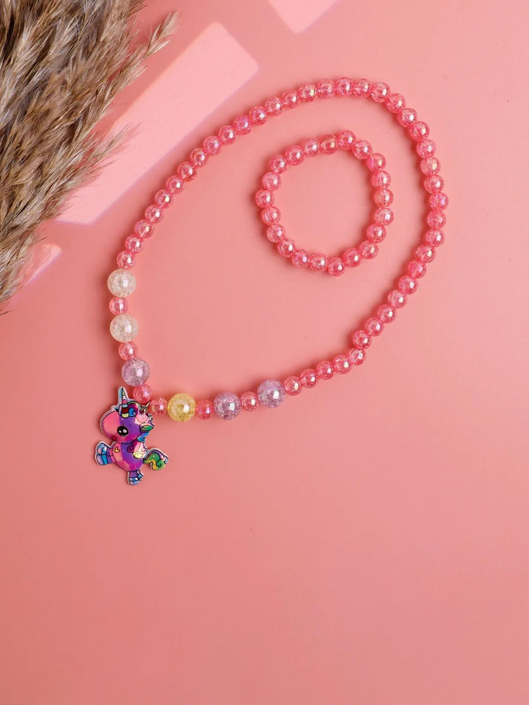 Jewelz Girls Pack of 2 Unicorn Artificial Beads Beaded Necklace & Bracelet Set