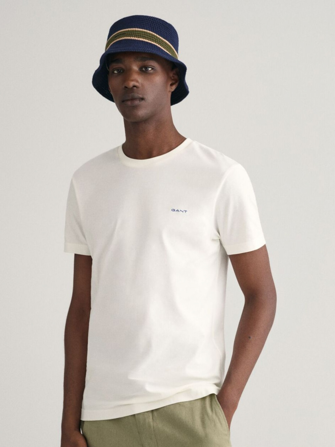 GANT Men Solid Contrast Logo Round Neck Cotton T-shirt