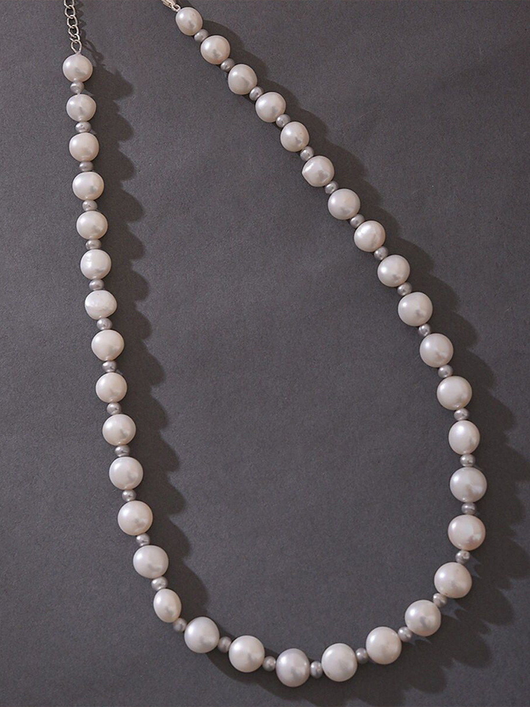 JAYPORE Silver Pearls Statement Necklace