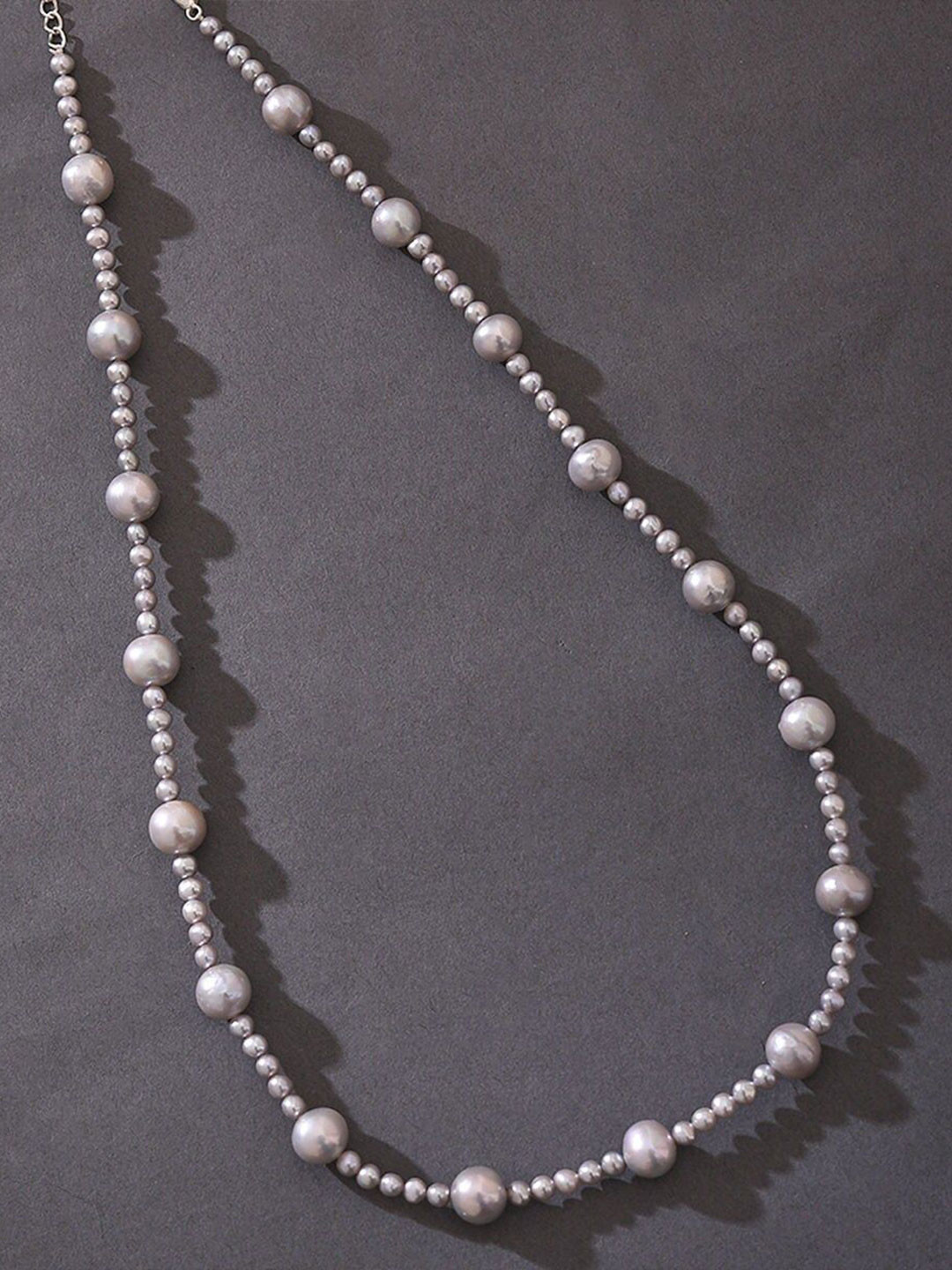 JAYPORE Silver Pearls Minimal Necklace