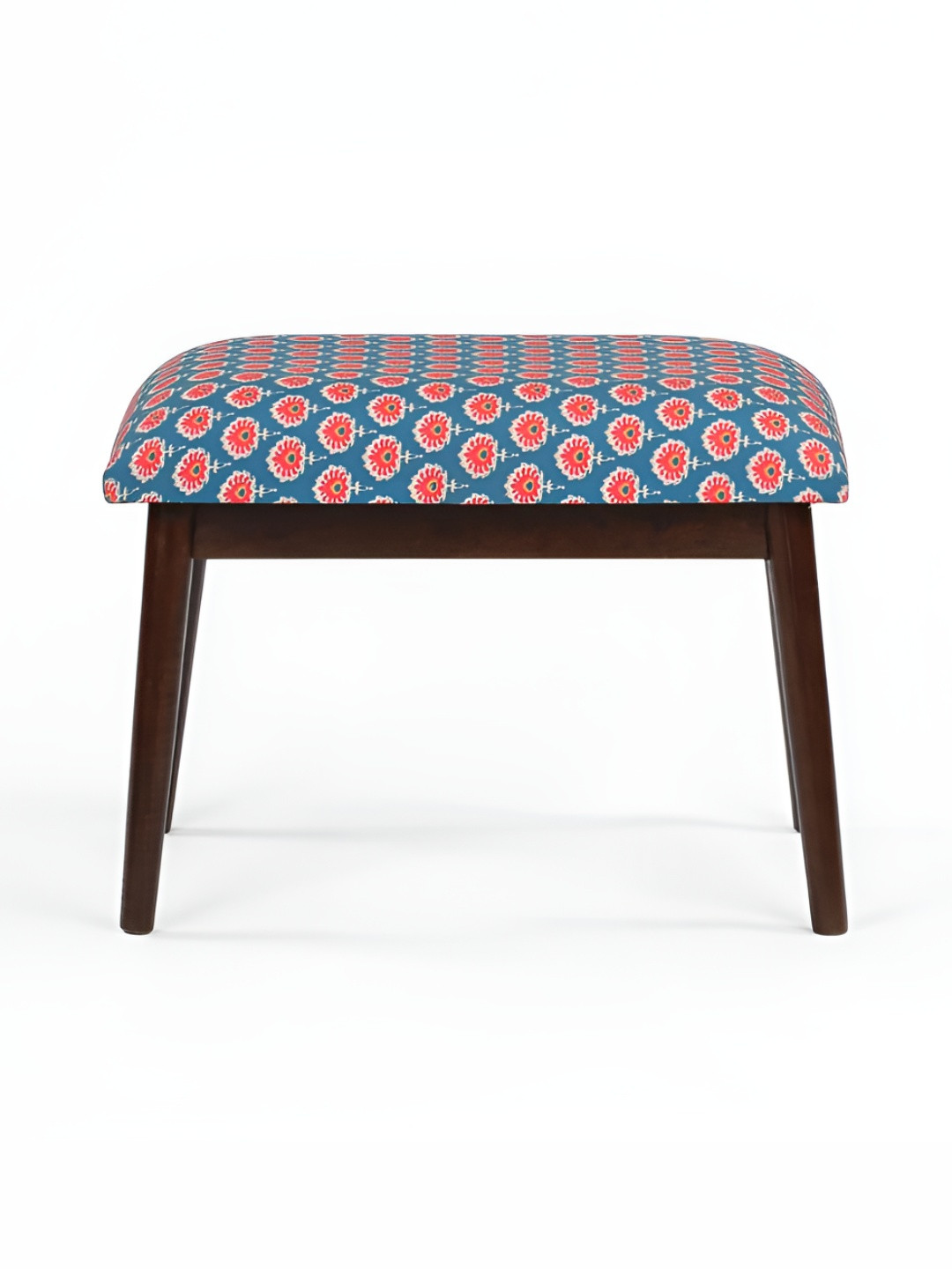 Chumbak Jodhpur Bench Blue & Red Floral Printed Lounge Chair