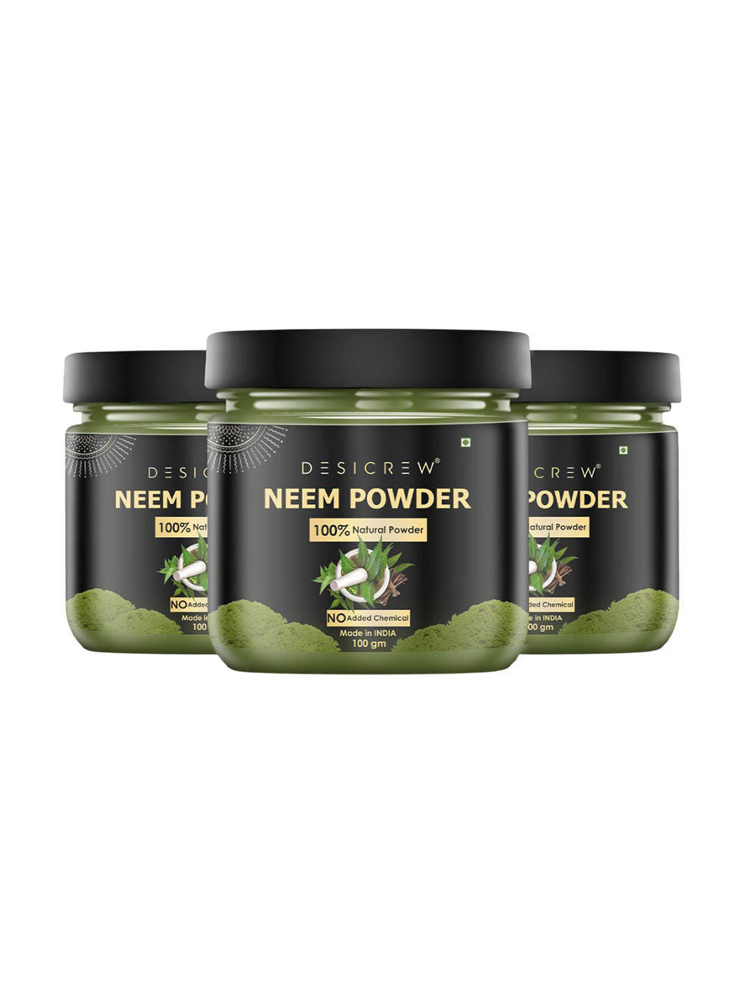 Desi Crew Set Of 3 Pure Wild Neem Leaves Powder - 100 g Each
