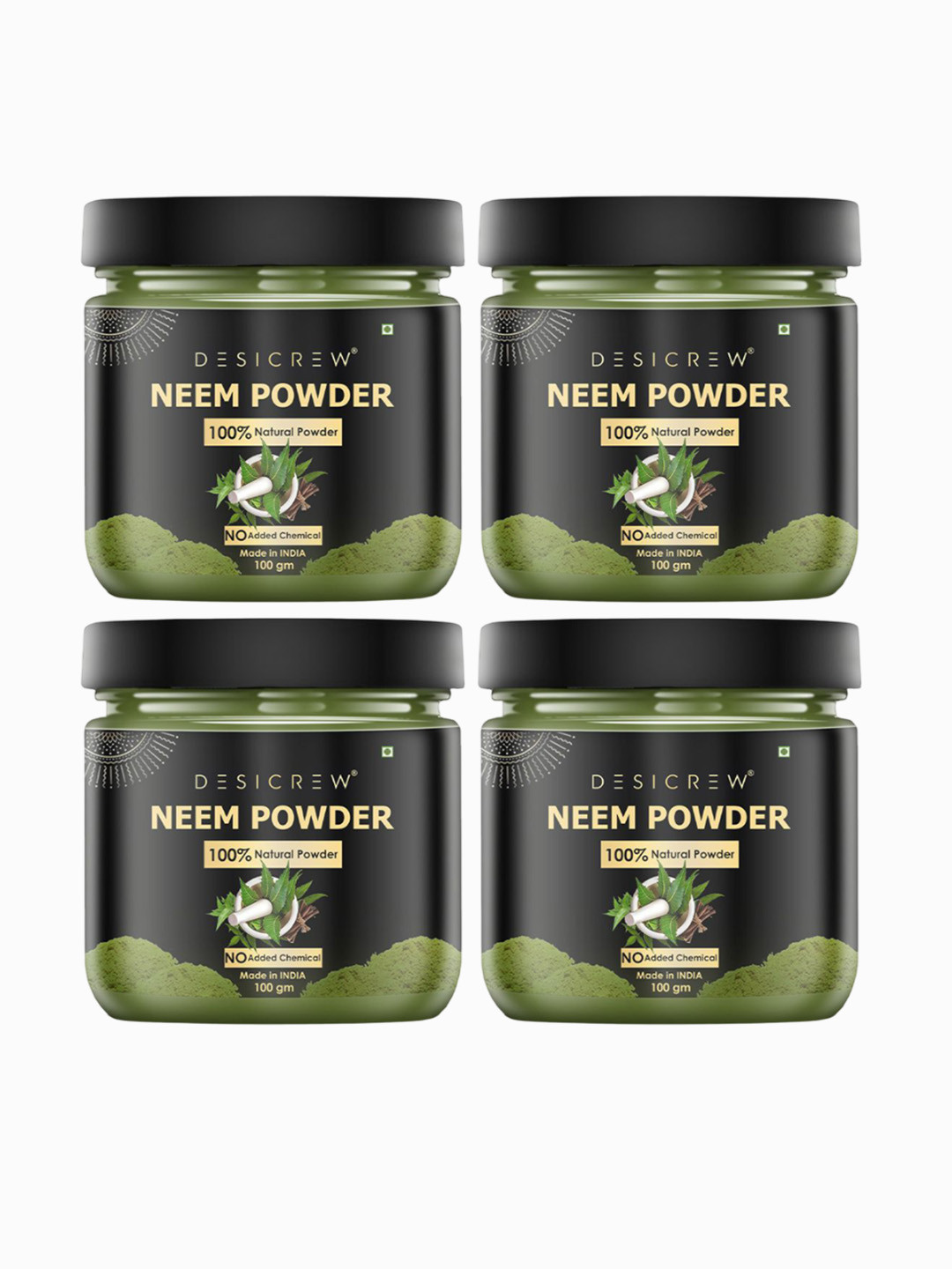 Desi Crew Set Of 4 100% Natural & Pure Wild Neem Leaves Powder - 100 g Each