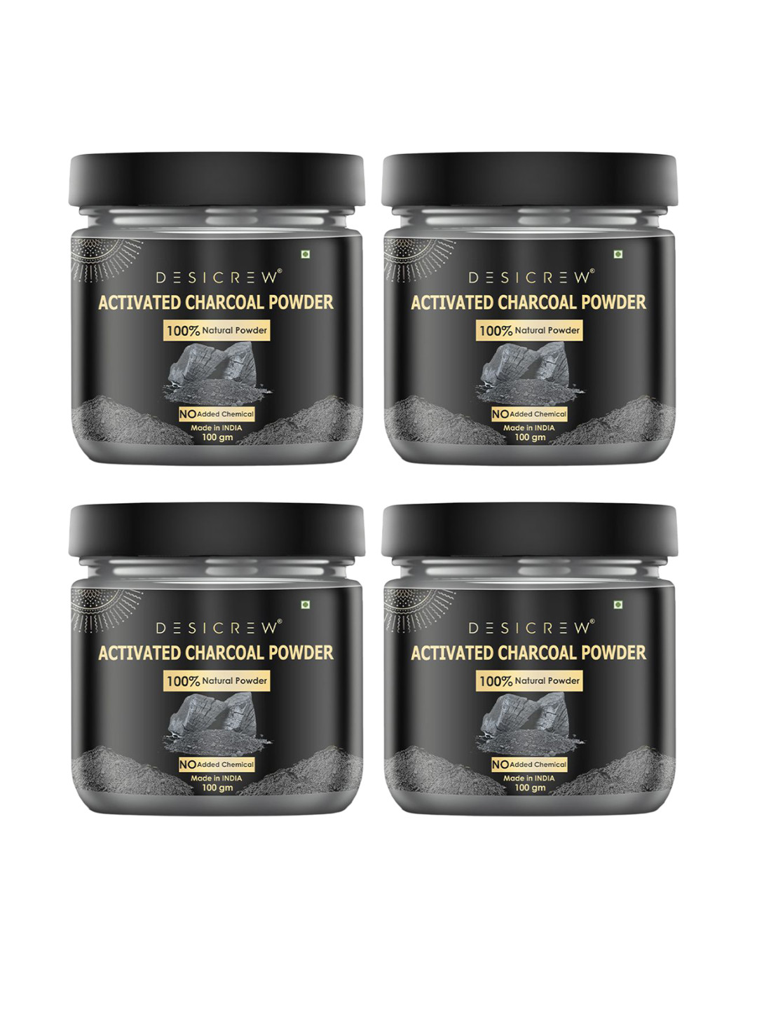 Desi Crew Set Of 4 Natural Activated Charcoal Powder - 100 g Each