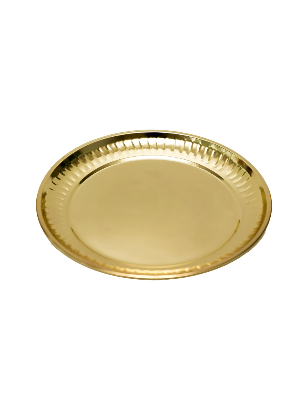 TRUSTBASKET Gold Brass Plain Pooja Thali