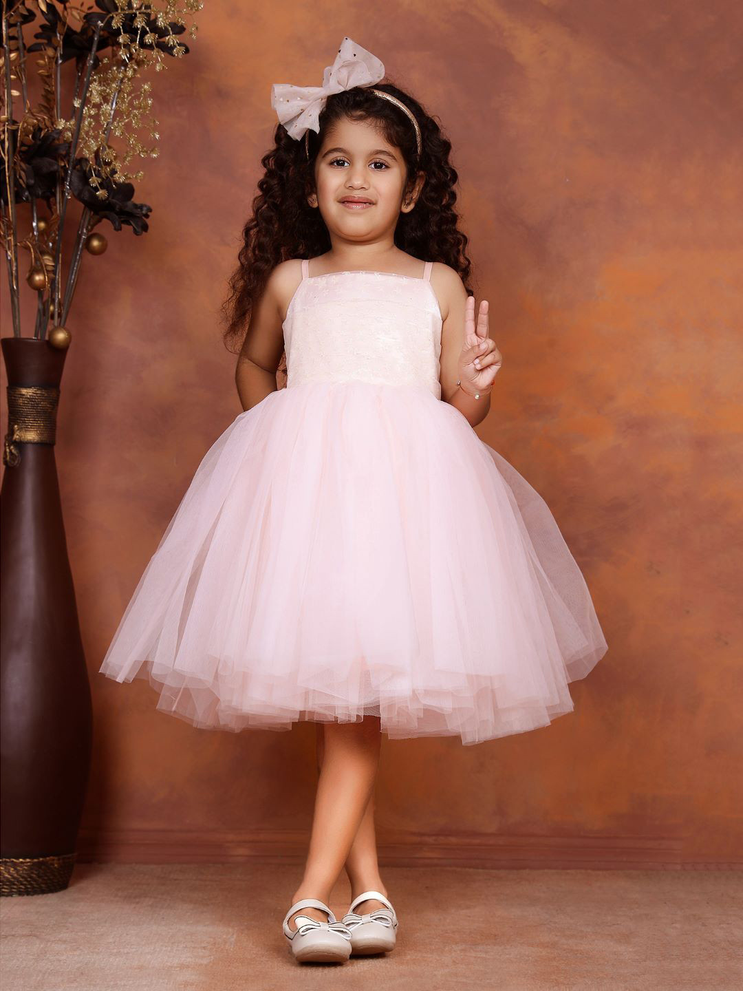 Toy Balloon kids Self Design Net Fit & Flare Dress