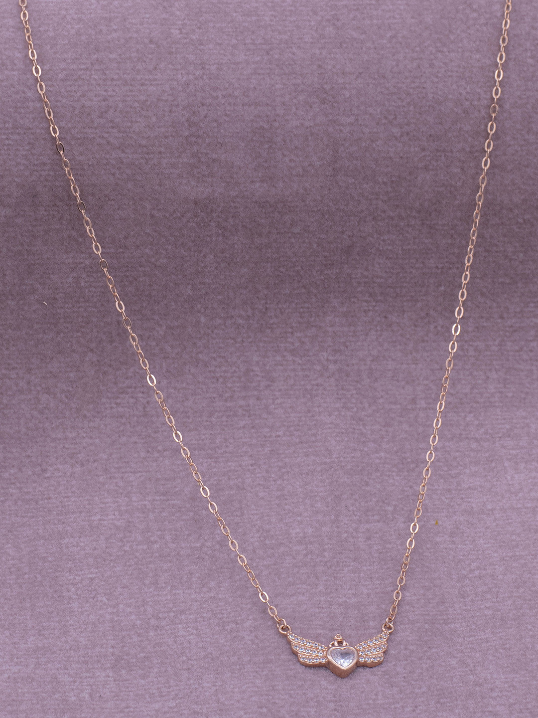 SILMORA Rose Gold-Plated Artificial Stone-Studded Necklace