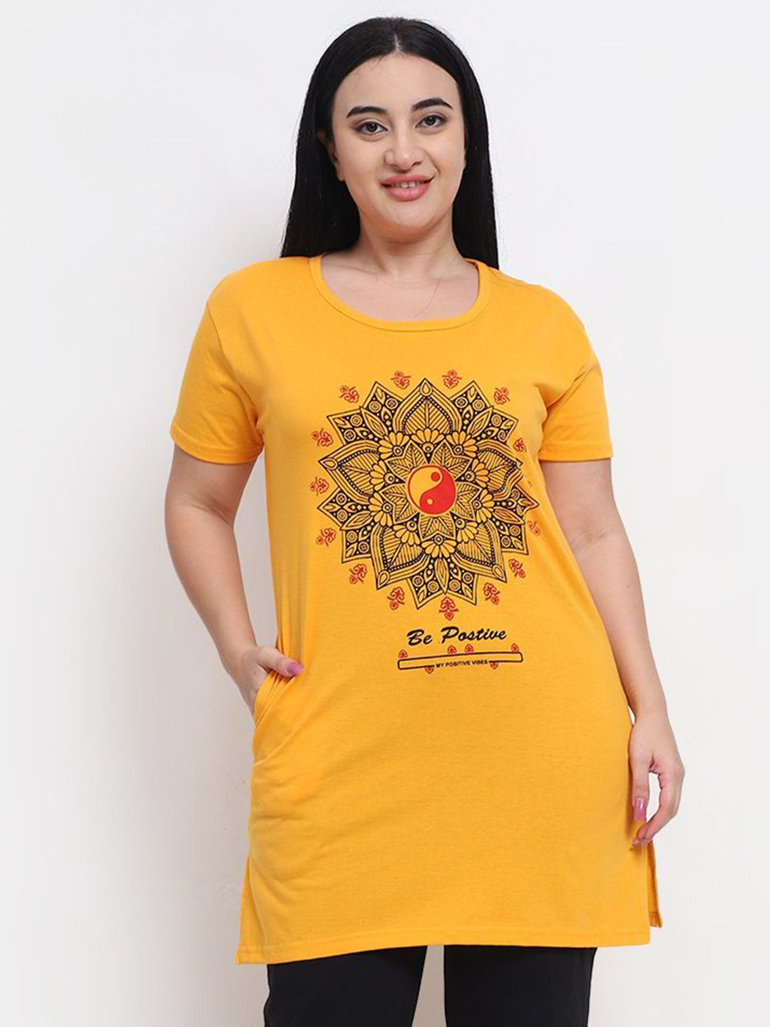 YYCLOTHING Women Graphic Printed Cotton Casual T-shirt