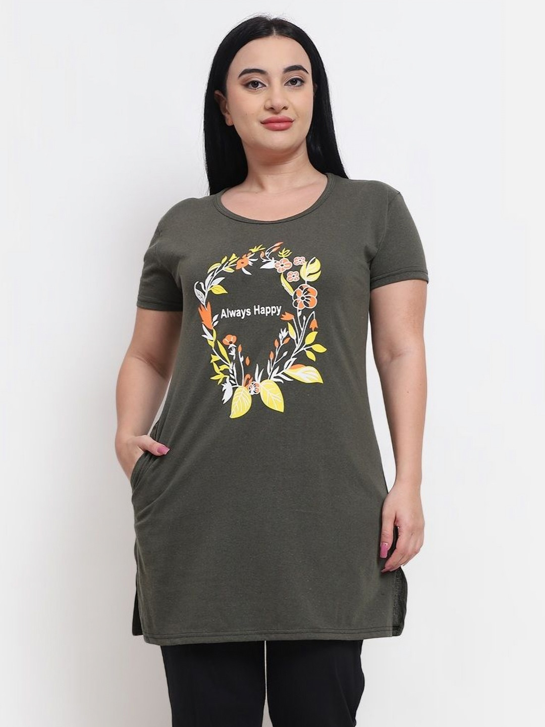 YYCLOTHING Women Floral Printed Cotton Casual T-shirt