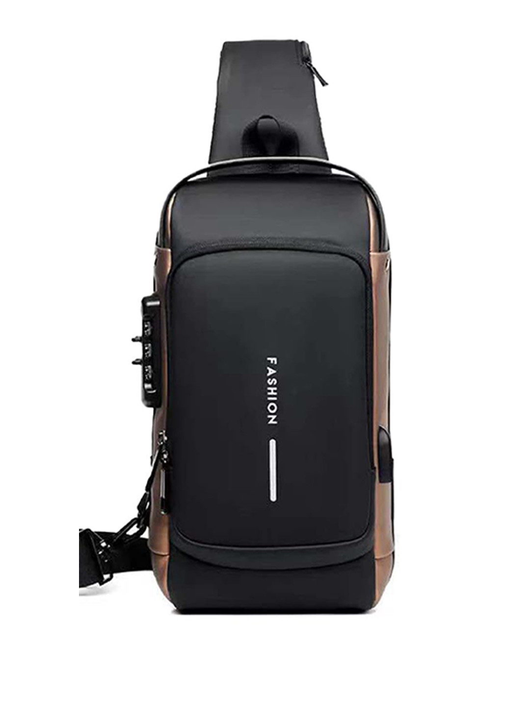 RRK Unisex Contrast Detail Backpack with USB Charging Port