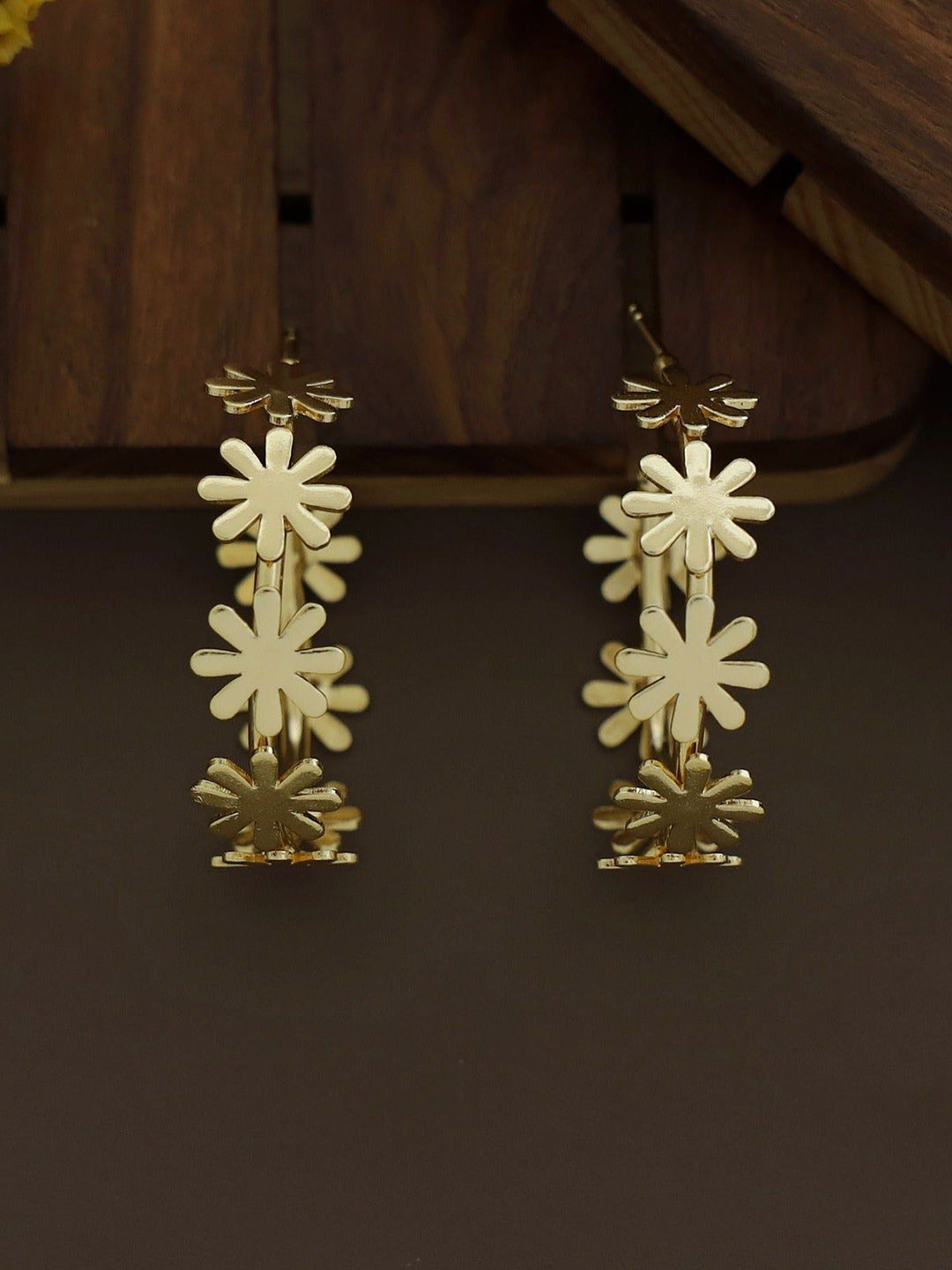 Adore By Priyanka Gold-Plated Floral Hoop Earrings