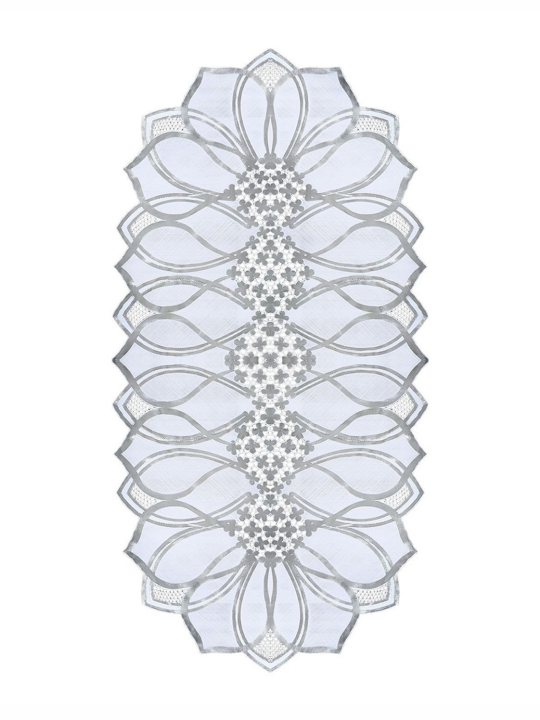 Dakshya Industries Silver & White Lotus Printed Table Runner