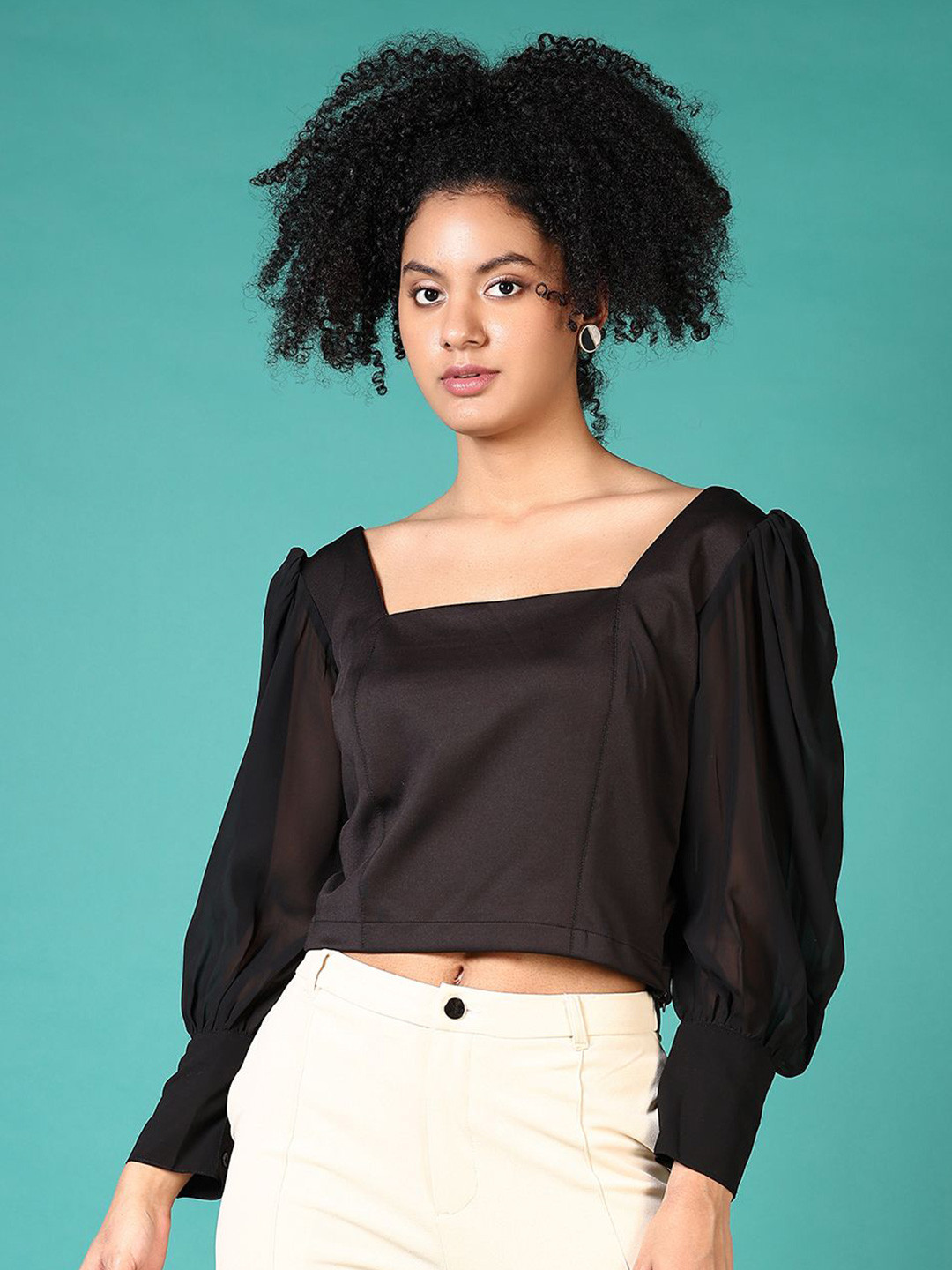 V-Mart Women Square Neck Puff Sleeves Top