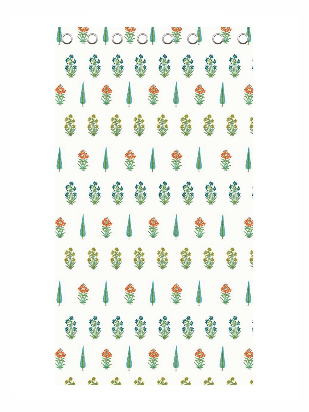 BED-SHEET.COM Sea Green & White Cotton Floral Printed Window Curtain