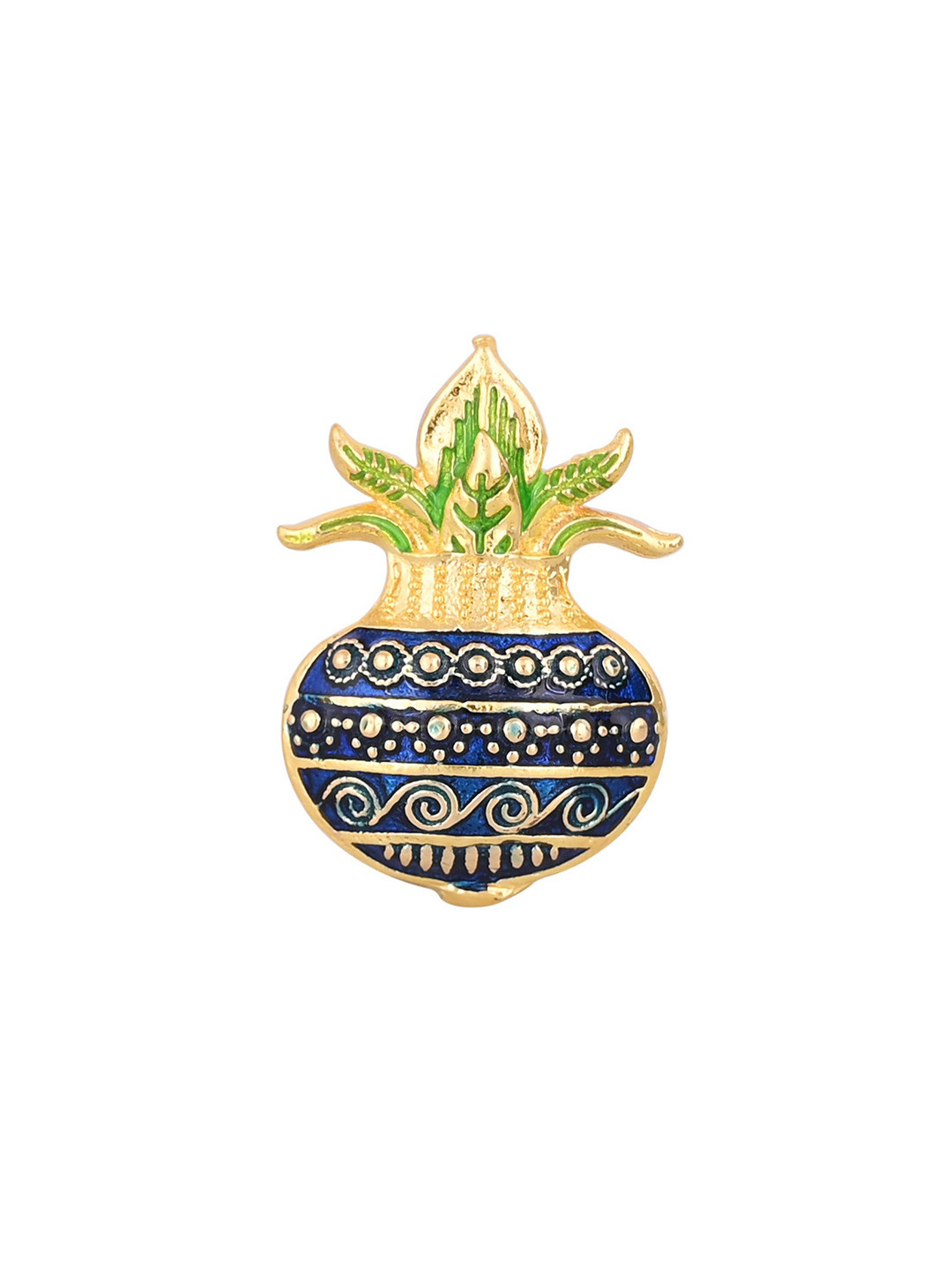 House of Pataudi Men's Gold Plated Textured Kalash Brooch