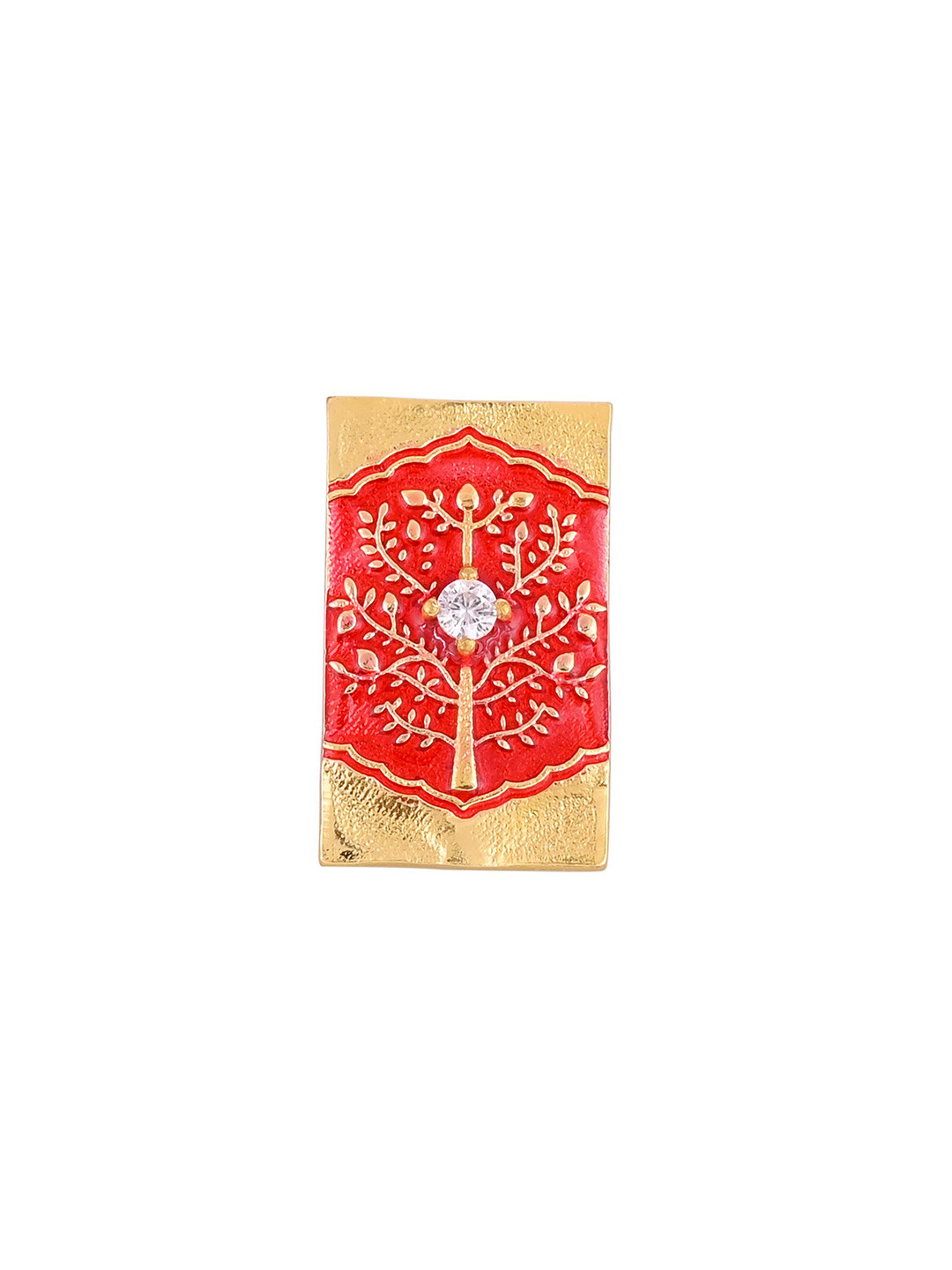 House of Pataudi Men's Gold-Plated Stone Studded Brooch