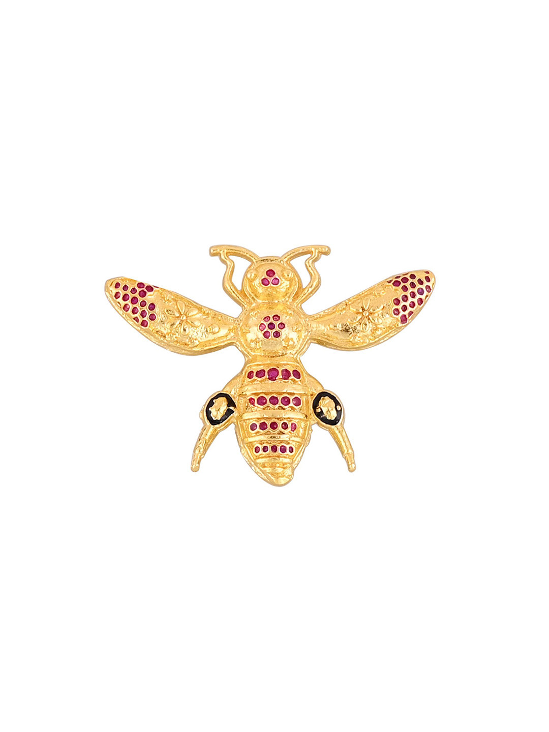 House of Pataudi Men's Gold-Plated Textured Bee Brooch
