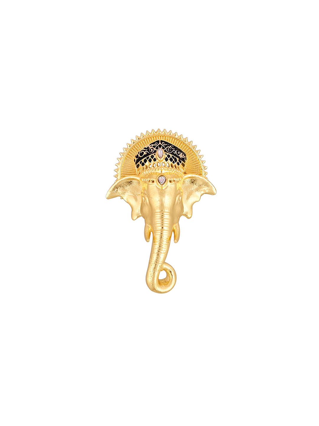 House of Pataudi Men Gold-Plated Ganesha Stone Studded Brooch