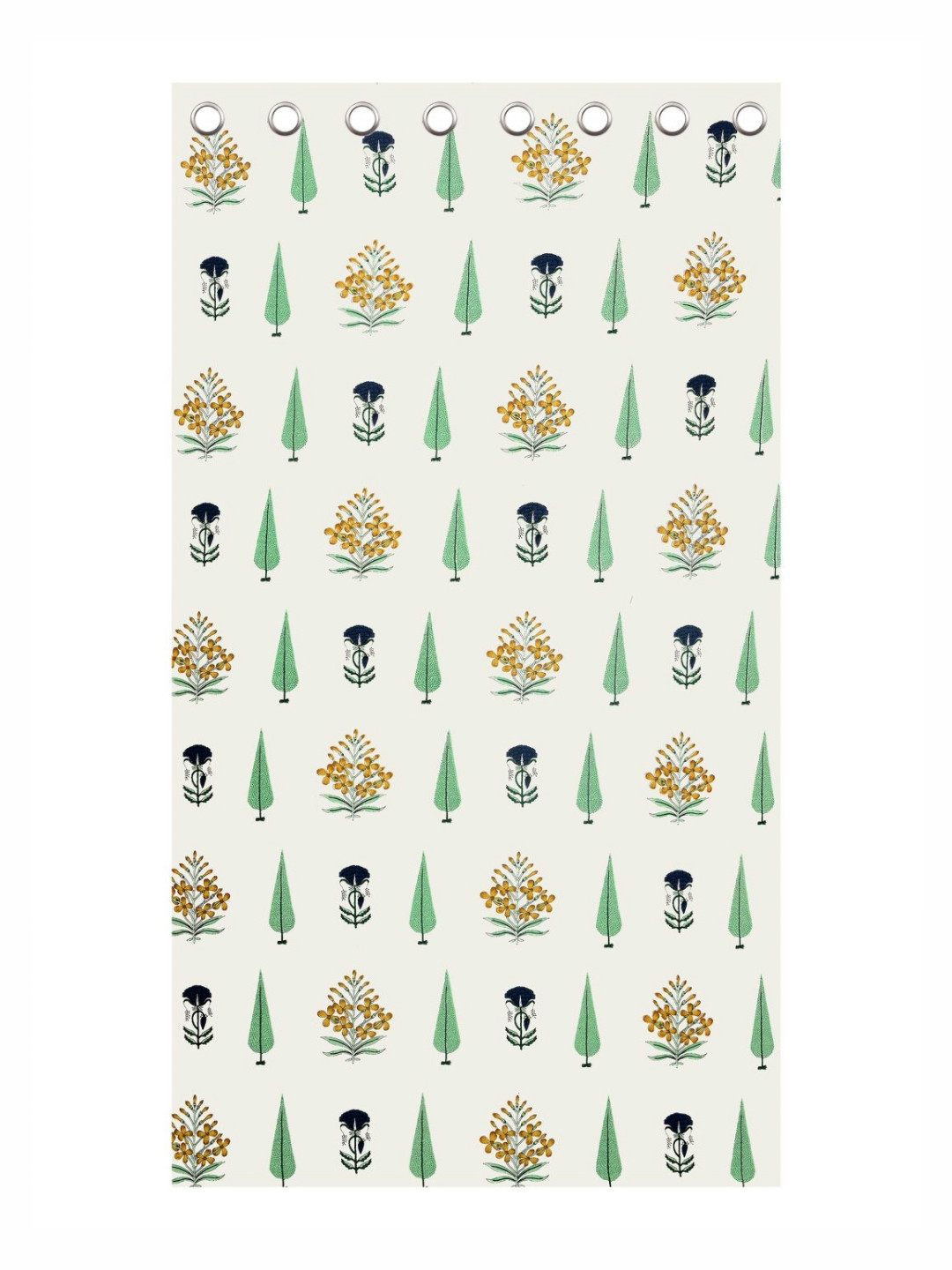 BED-SHEET.COM Lime Green & White Cotton Floral Printed Window Curtain