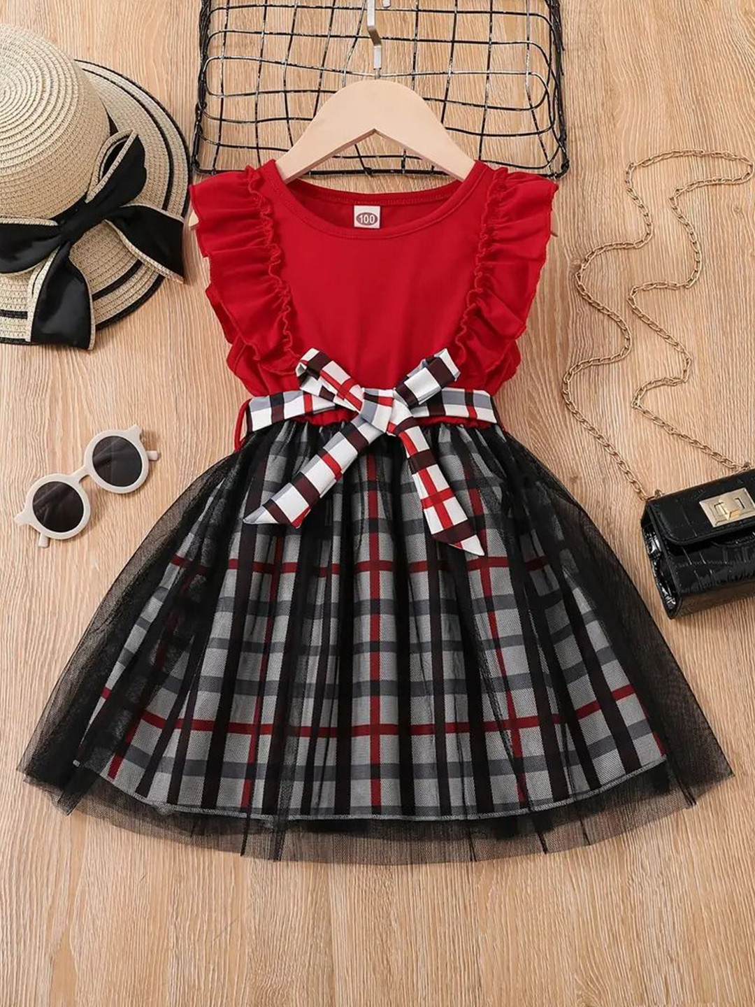 Epochlite Girls Checked Fit & Flare Dress