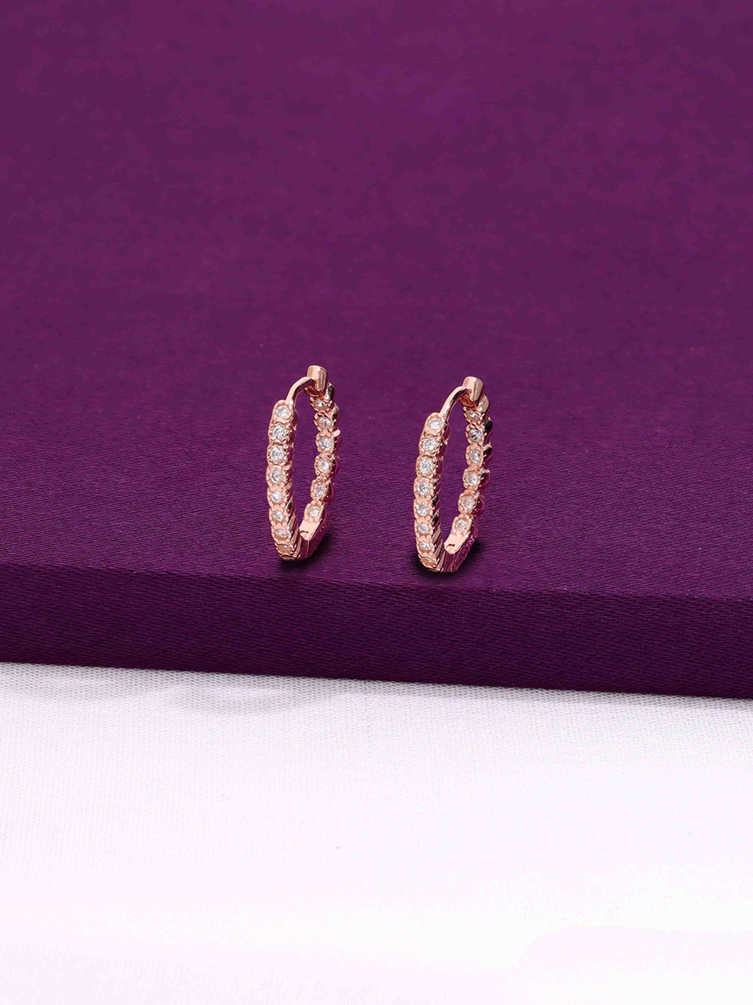 KAI JEWEL Sterling Silver Rose Gold-Plated Oval Hoop Earrings