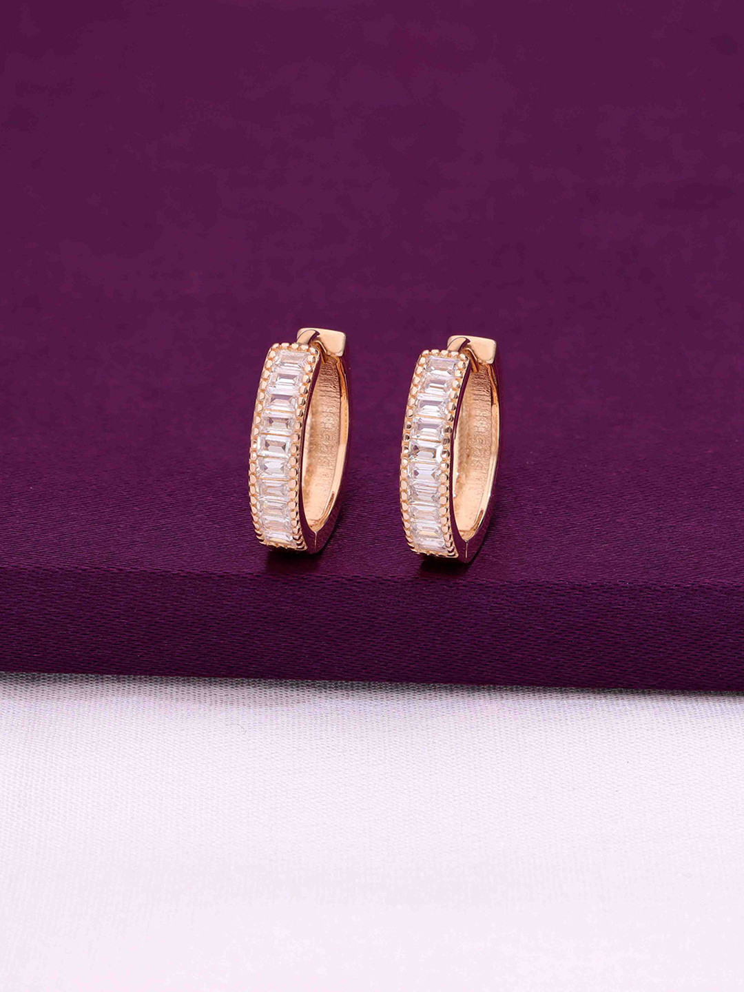 KAI JEWEL Argent Array Rose Gold-Plated Sterling Silver Contemporary Hoop Earrings