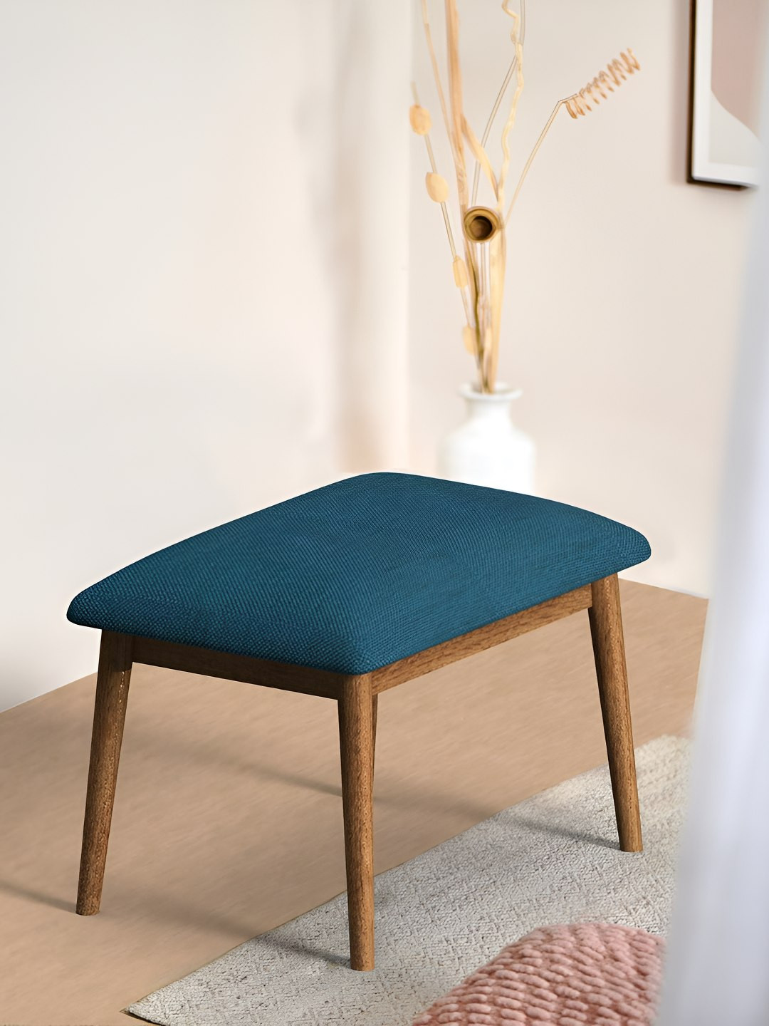 Chumbak Blue Square Shaped Pre-Assembled Wooden Cushion Lounge Chair