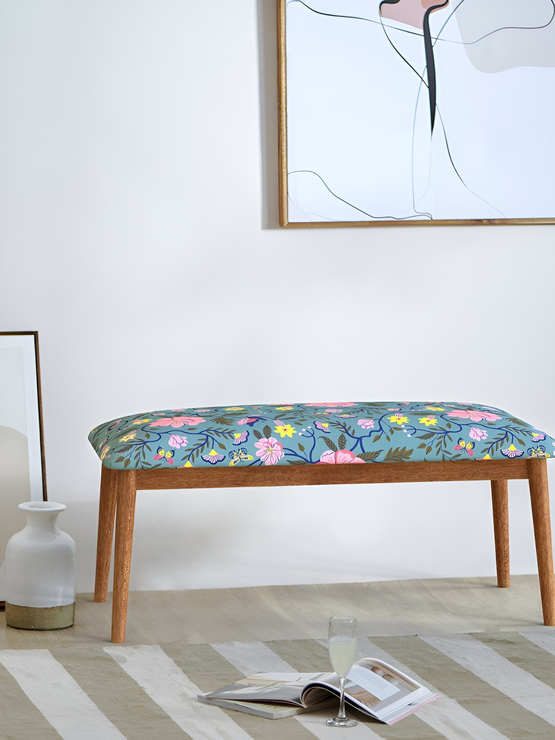 Chumbak Jodhpur Bench - Spring Bloom Teal