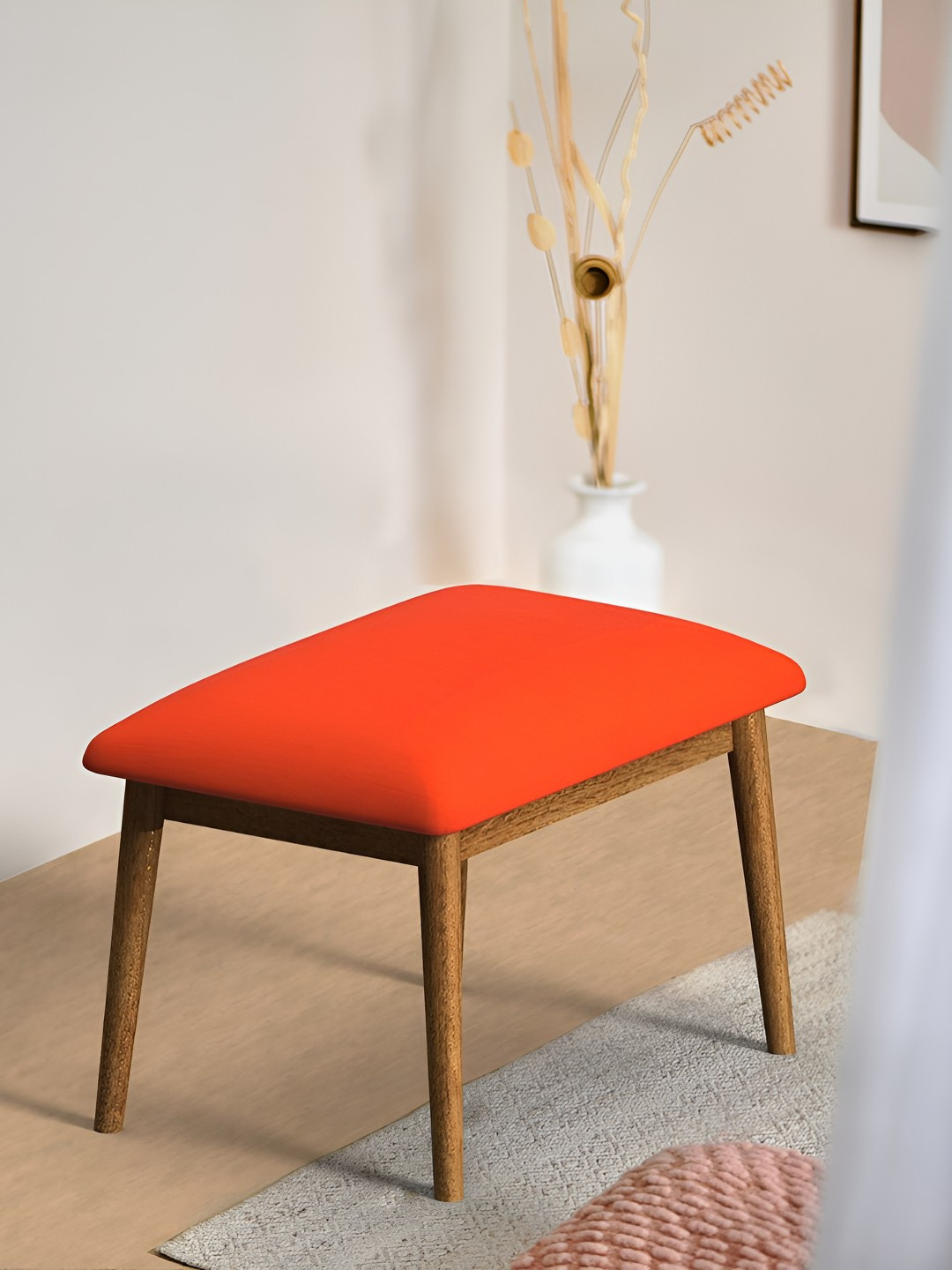 Chumbak Coral Square Shaped Pre-Assembled Wooden Cushion Lounge Chair