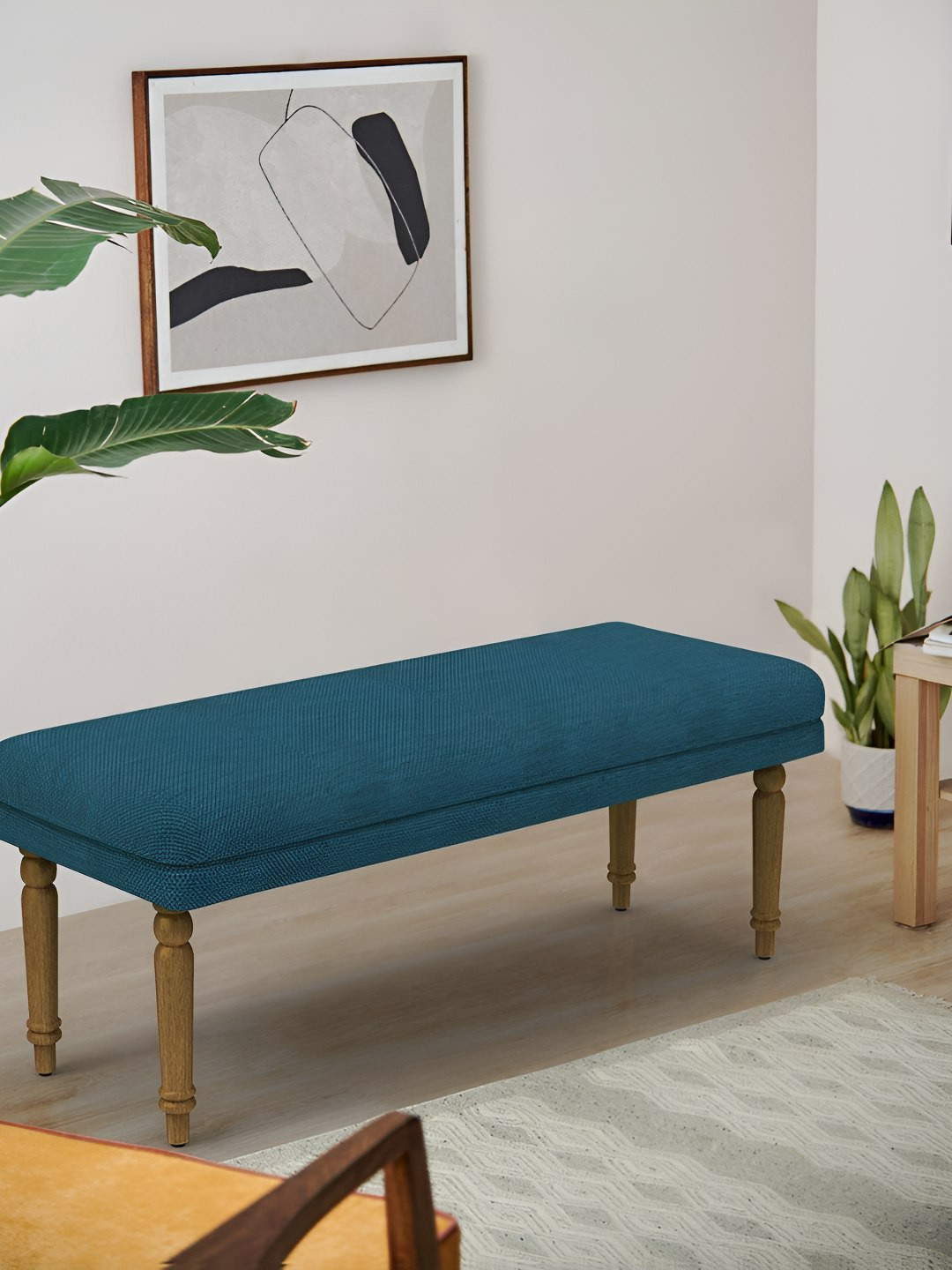 Chumbak Nawaab Bench - Mediterranian Blue Lounge Chair