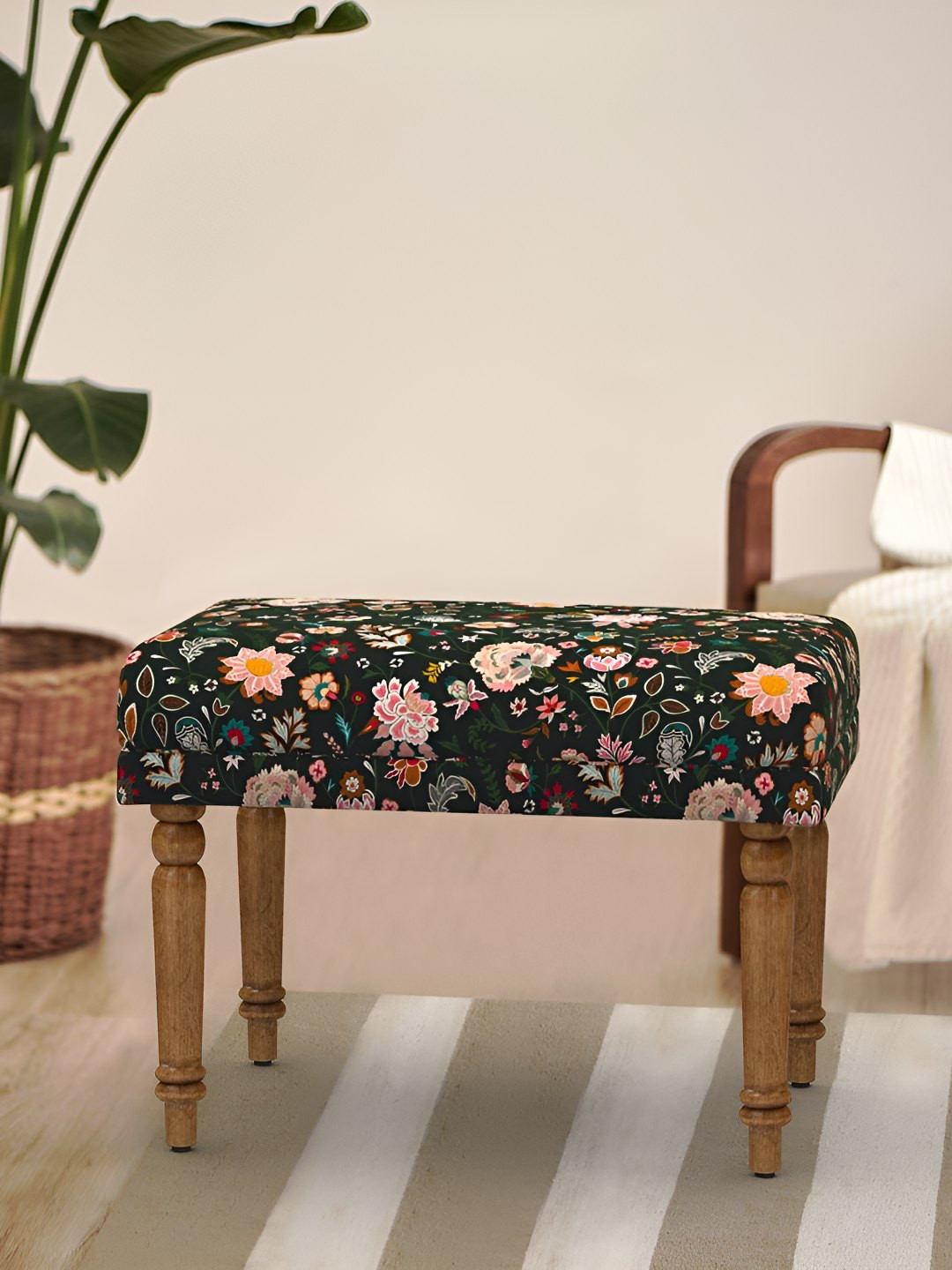 Chumbak Black Wooden Nawaab Bench